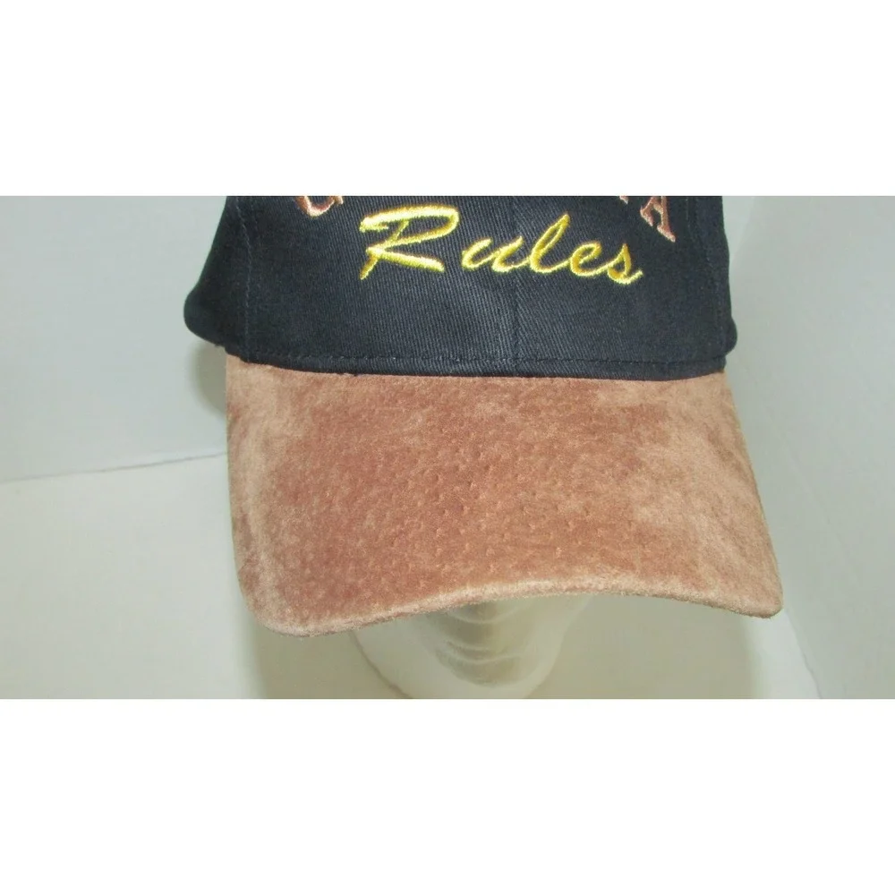 Grandpa Rules black‎ brown suede embroidered baseball hat cap adjustable